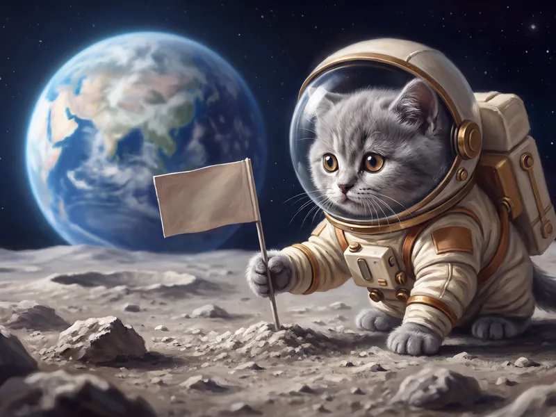 Sir Pounce-a-lot Lands on the Moon