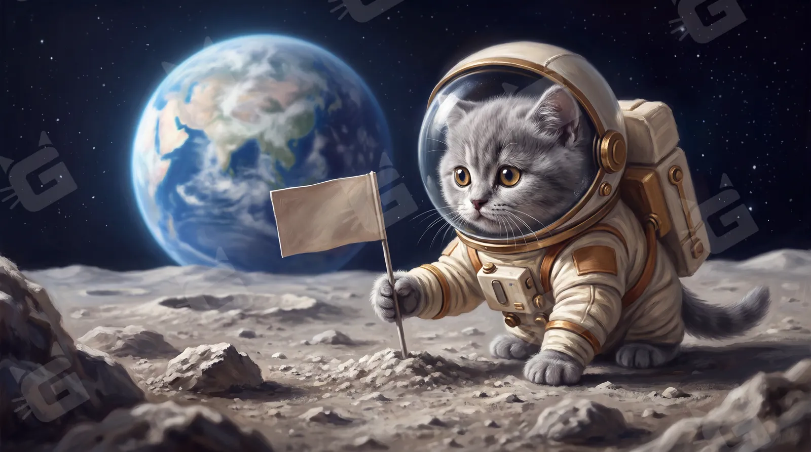 Sir Pounce-a-lot Lands on the Moon