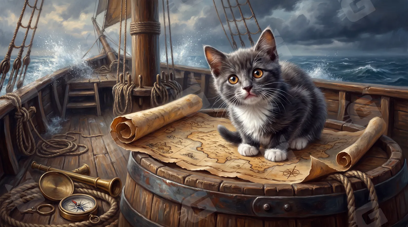Salty Paws Studies the Map