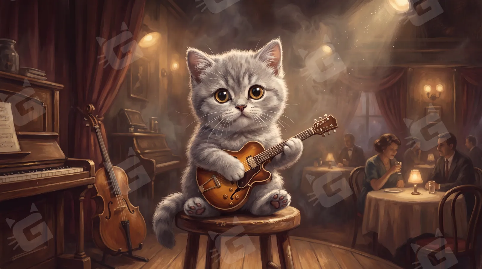 Sir Purrs-a-Lot on Guitar