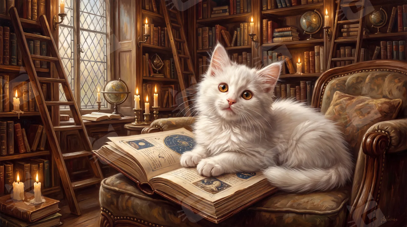 Fluffy Scholar of the Candlelit Stacks