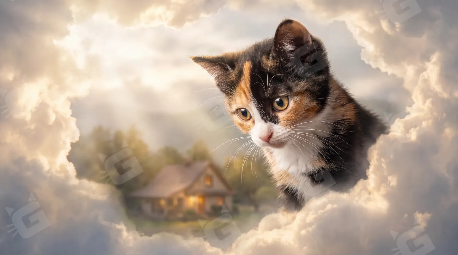 Calico Watching the Old Roofline