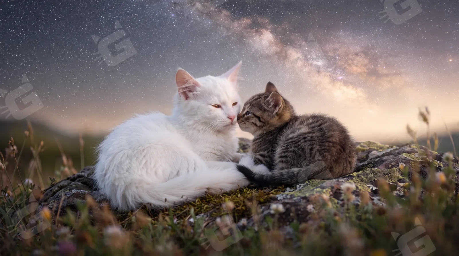 Angora & Tabby Under the Milky Way