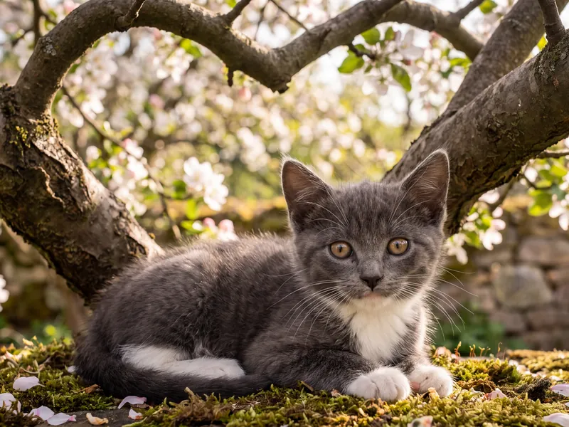Gray Tuxedo's Blossom Heart