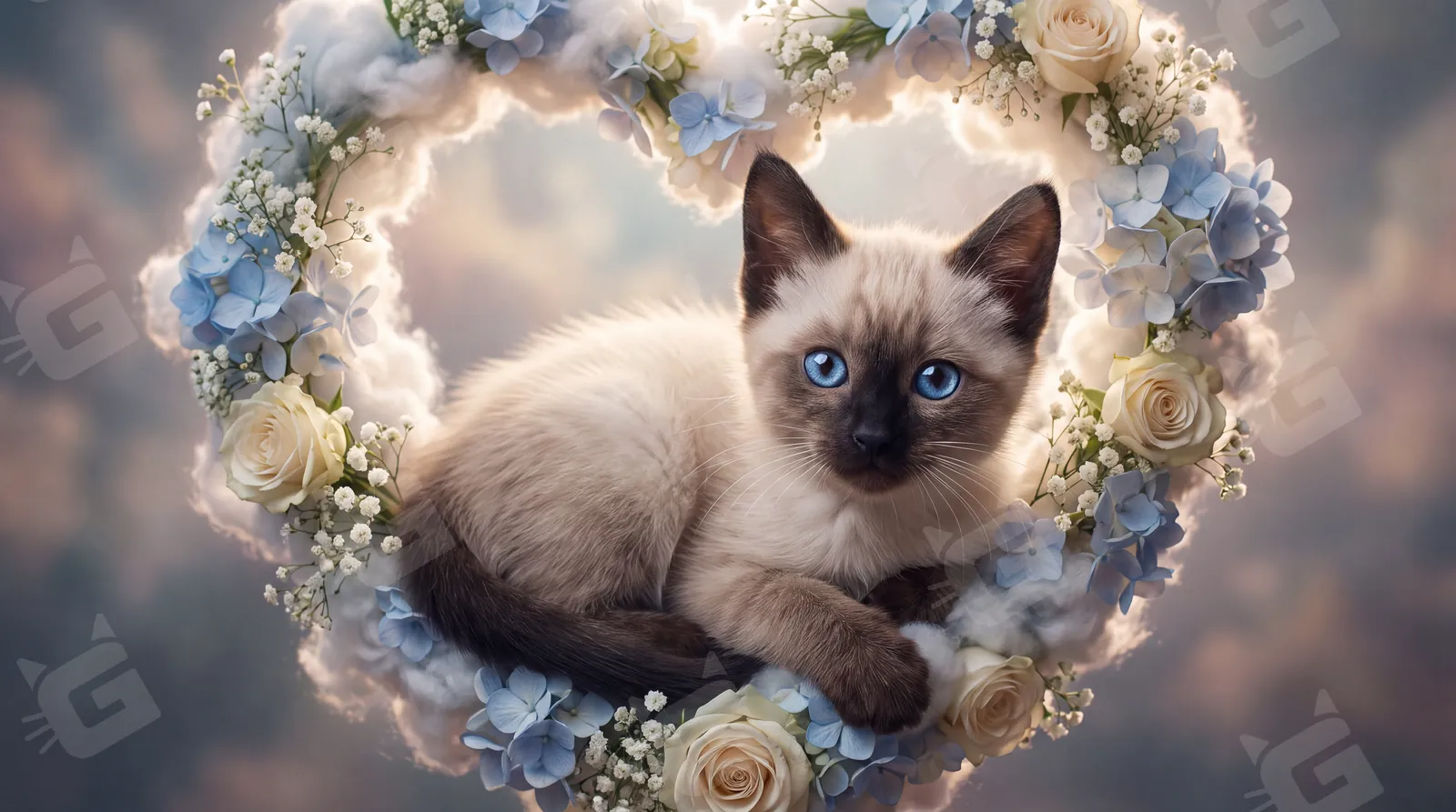 Sapphire Gaze in a Heart of Roses