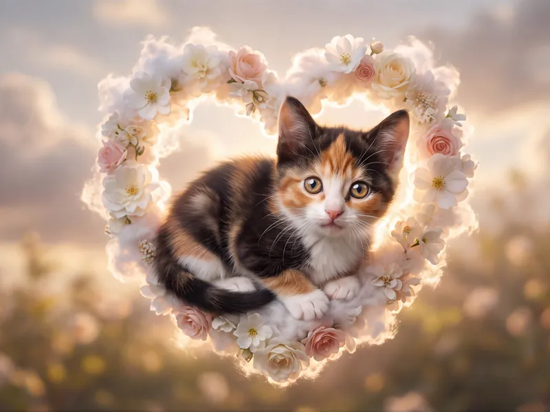 Calico Sweetheart in Blossom Heart Frame