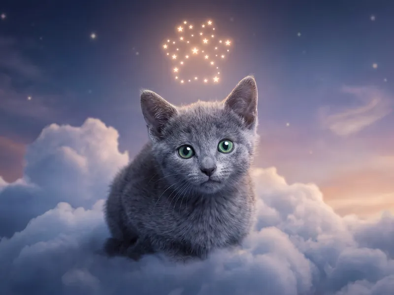 Written in the Stars, Russian Blue Kitten Paw Print Constellation