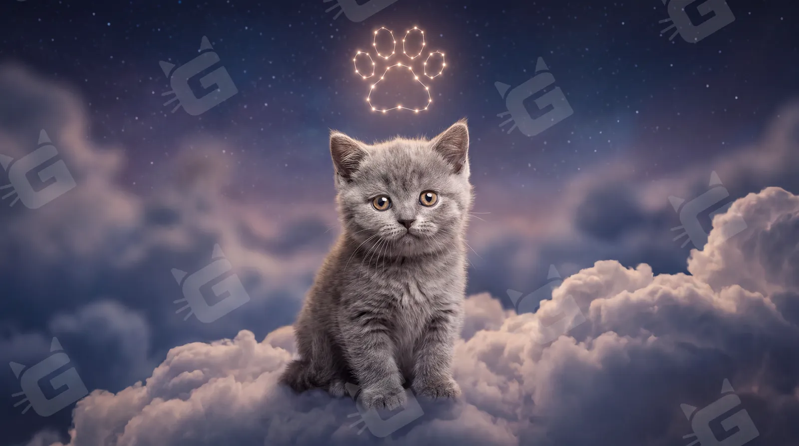 Silver Skies Gray Kitten Rainbow Bridge Paw Constellation