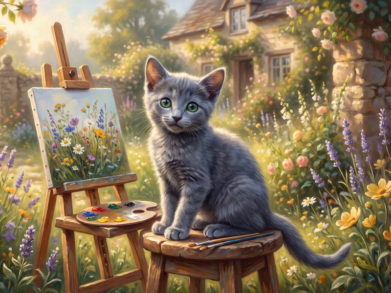 Blue Muse in the Rose Garden Studio