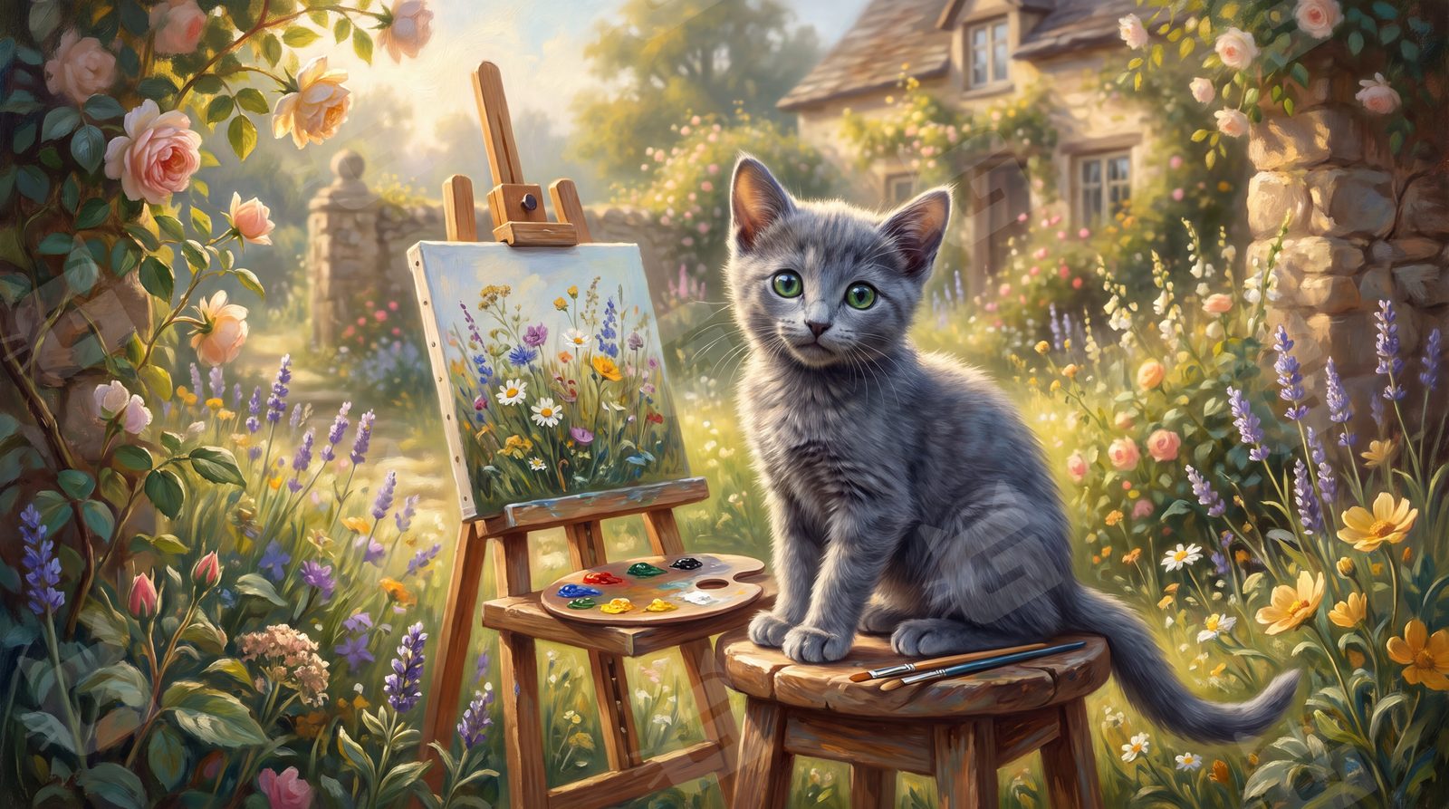 Blue Muse in the Rose Garden Studio