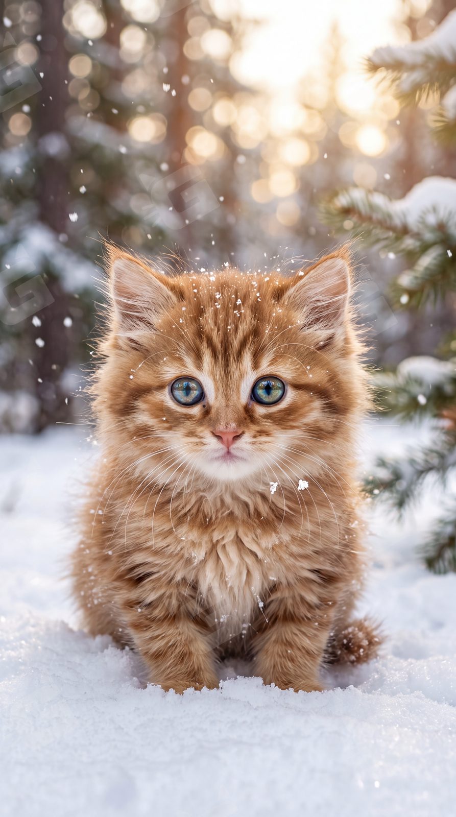 Cute Snow Kitten
